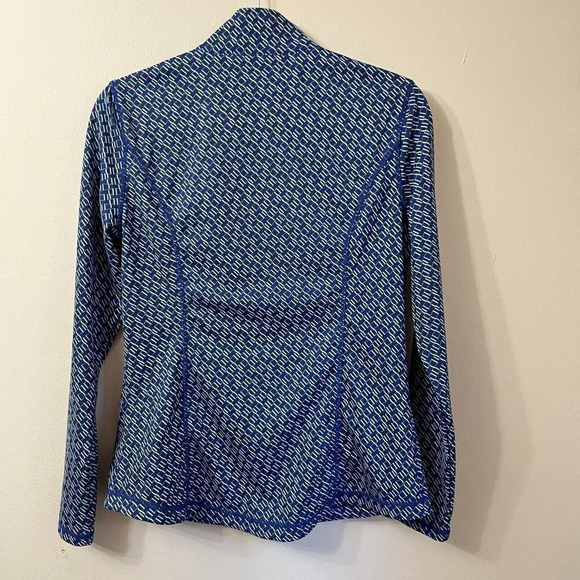 J McLaughlin Womens Blue Activewear Jacket Large Full Zip Windbreaker Geometric - Picture 8 of 11